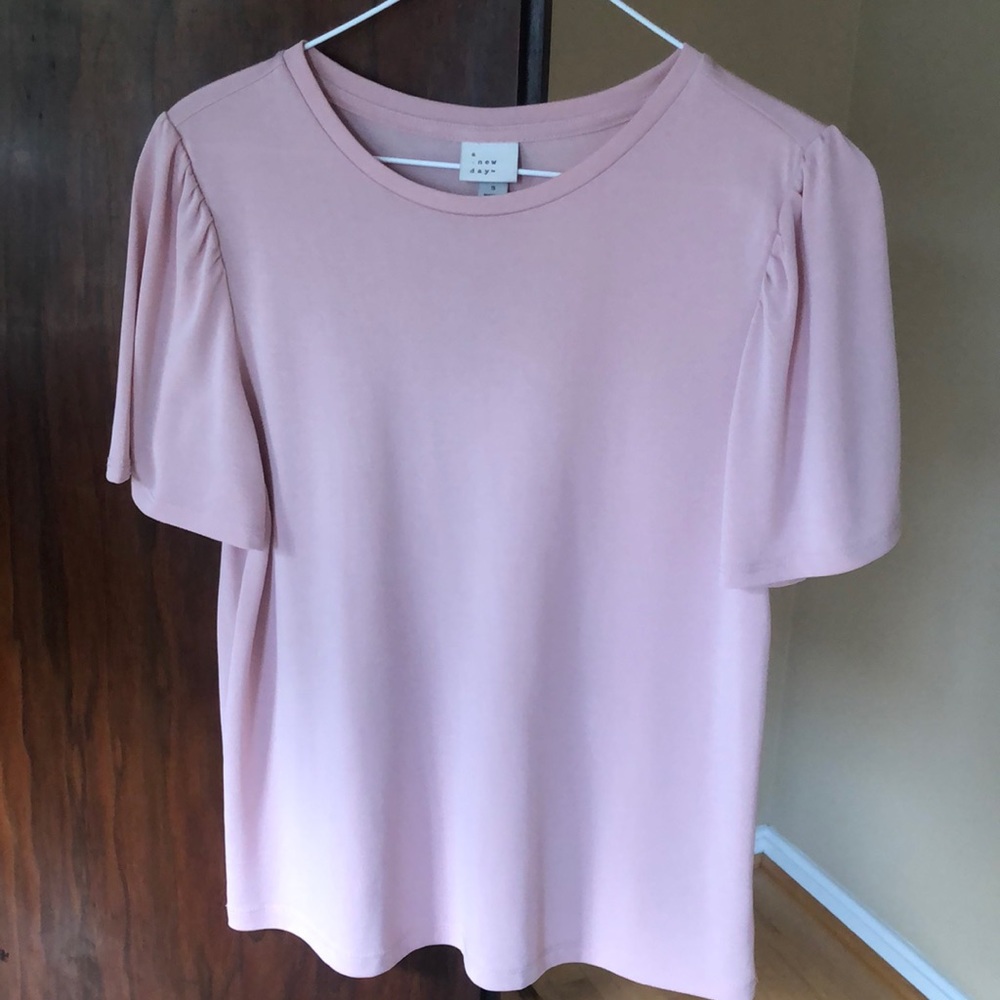A New Day Light Pink Puff Sleeve Blouse